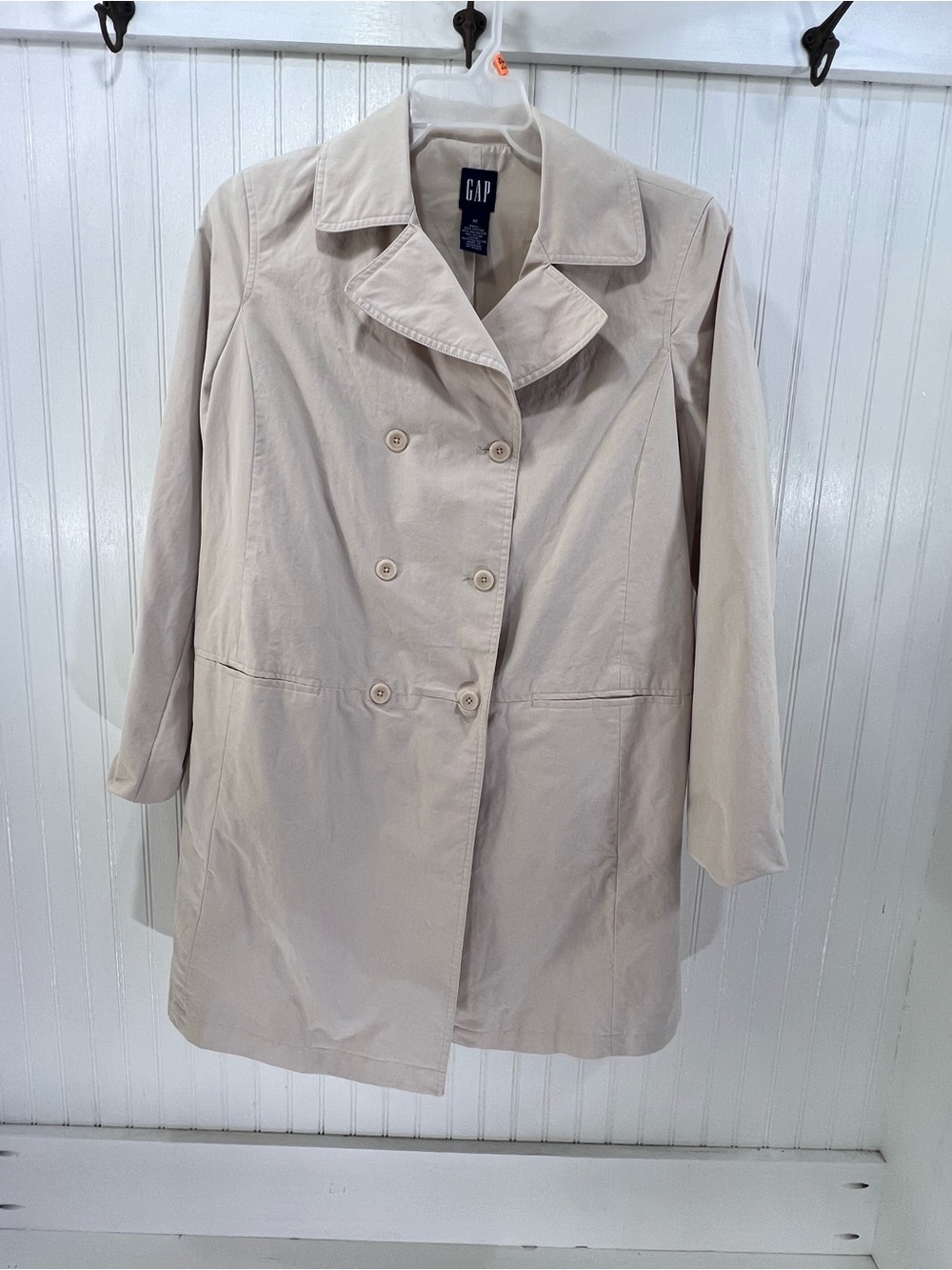 Vintage 2001 Y2K Gap Light Beige Women’s Double Breasted Trench Coat Size M